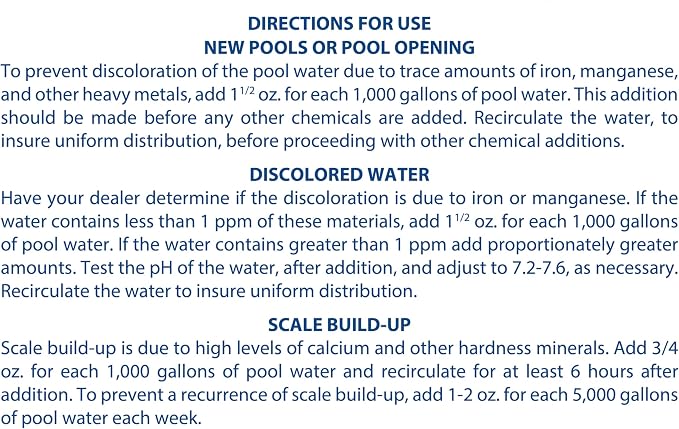 Pool Mate 1-Quart 4-Pack Premium Metal Out Stain and Mineral Inhibitor, Pool Metal Remover, Stain Remover, Made in USA