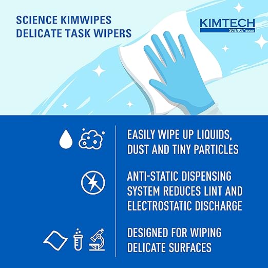 Kimtech Science™ Kimwipes® Delicate Task Wipes (34120), Pop-Up Box, White (286 Sheets/Box, 30 Boxes/Case, 8,580 Sheets/Case)