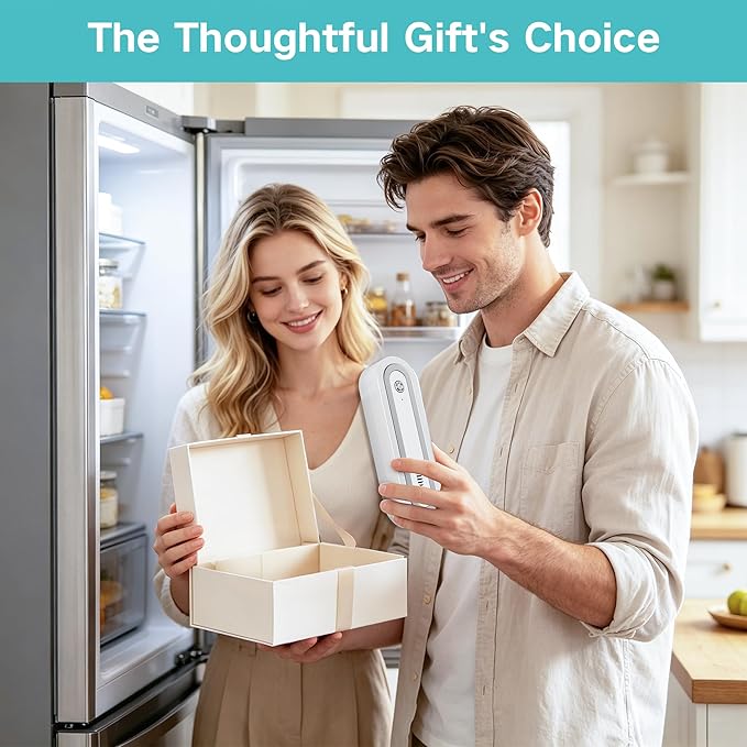 Fridge Deodorizer, Rechargeable with Dual Modes & Compact Design for Refrigerator, Car, Shoe Cabinet to Eliminate Odors and Keep Air Fresh (Silver)