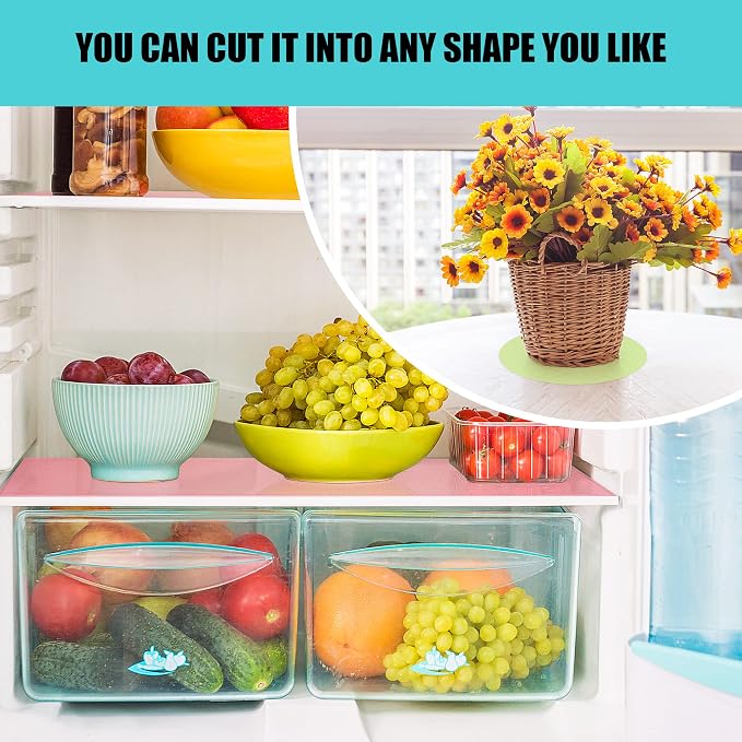 16 Pcs Refrigerator Liners Mats Washable, Refrigerator Mats Liner Waterproof Oilproof, Shinywear Fridge Liners for Shelves, Cover Pads for Freezer Glass Shelf Cupboard Cabinet Drawer (16 Black)