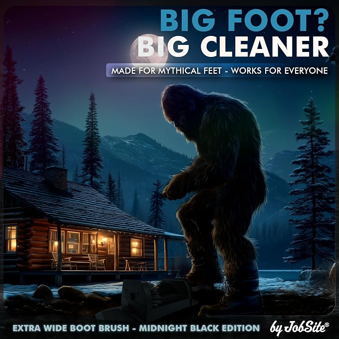 Midnight Black Boot Scrubber - Outdoor Shoe Scraper Brush - No Mount Shoe Cleaner - Sasquatch Sized