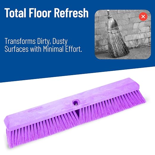 SPARTA Omni Sweep – 24" Heavy Duty Broom Head for Outdoor and Indoor Use, Nonabsorbent Block, Multi-Surface Deck Brush for Garage, Patio, Kitchen, and Concrete, Purple, Pack of 12