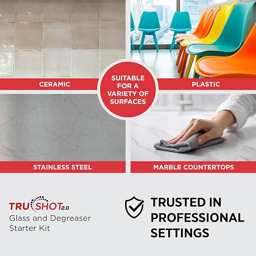 SC Johnson Professional TruShot 2.0 Multi-Surface Glass & Degreaser Mobile Dispensing System Starter Pack, 1 Trigger Dispenser, 2 Cleaning Concentrate Cartridges, for Professional Use