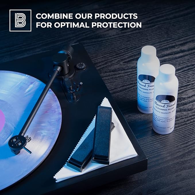 Big Fudge Vinyl Record Cleaning Kit for Vinyl Records - Includes Cleaning Machine & Vinyl Record Cleaning Care Solution - Microfiber Cloth & Rack for Record Player Accessories