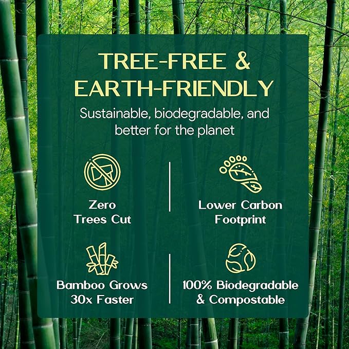 Premium Bamboo Toilet Paper | 3-Ply – Strong & Absorbent | Tree-Free, FSC Certified, BPA/PFAS-Free | Septic-Safe, Lint-Free | 4 Mega Rolls (360 Sheets/Roll) | PALM NAKI