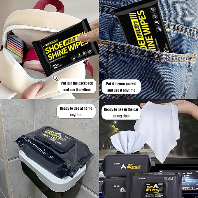 Shoe Cleaner Wipes, 4 Pack 320 Pcs Shoe Wipes,Plus 2 Packs 24 Pcs Travel Small Package Quick Sneaker Cleaner Wipes, Restore Shoe Surface's Luster,Suitable for Removing Dirt from Various Shoes