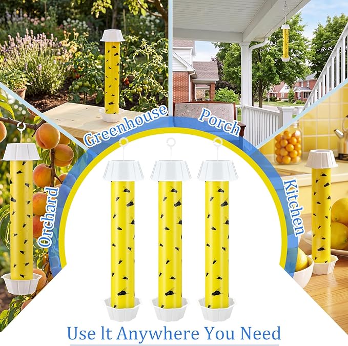 Qualirey 8 Pcs Fly Traps for Indoor Outdoor Hanging Fruit Fly Stick Trap Sticky Mosquito for Home Insect 10 x 2.5 Inches (Novel-1,Yellow and Black)