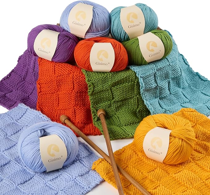 100% Merino Wool Yarn, 6-Ply Luxurious and Soft Yarn for Hand Knitting & Crocheting, 1.76 OZ/50g, 127 yds/116 Meters(Golden Yellow, 3 Balls)