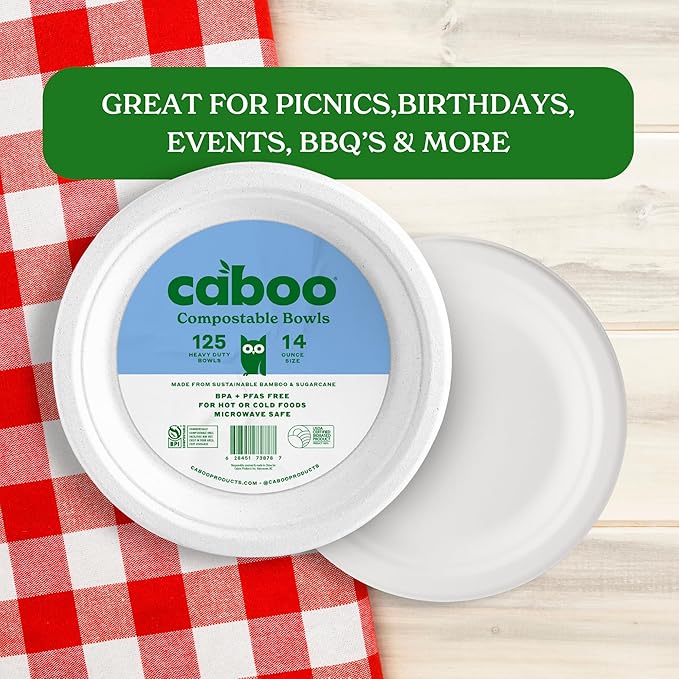 Caboo Napkins 4 Pack + Paper Bowls Bundle - Natural Bamboo Based Paper Products - Sustainable Alternative to Plastics and Papers for Home, Travel, and Personal Care