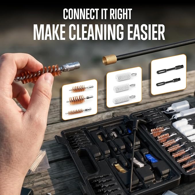 GLORYFIRE Gun Cleaning Kit Universal for Guns, Gun Brushes for Pistol, Handgun, Shotgun, Elite Brass Rods and Wire Rope, Hunting Gear Gun Accessories for Men