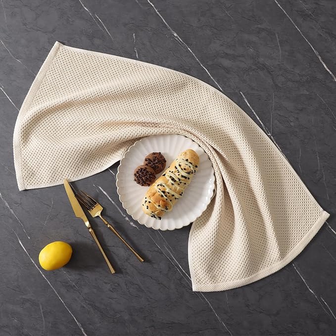 Homaxy 100% Cotton Kitchen Towels and Dishcloths Set, 12 x 12 Inches and 13 x 28 Inches, Set of 12 Bulk Kitchen Towels Set, Ultra Soft Absorbent Dish Cloths for Washing Dishes, Grey/Beige/Blue/Black