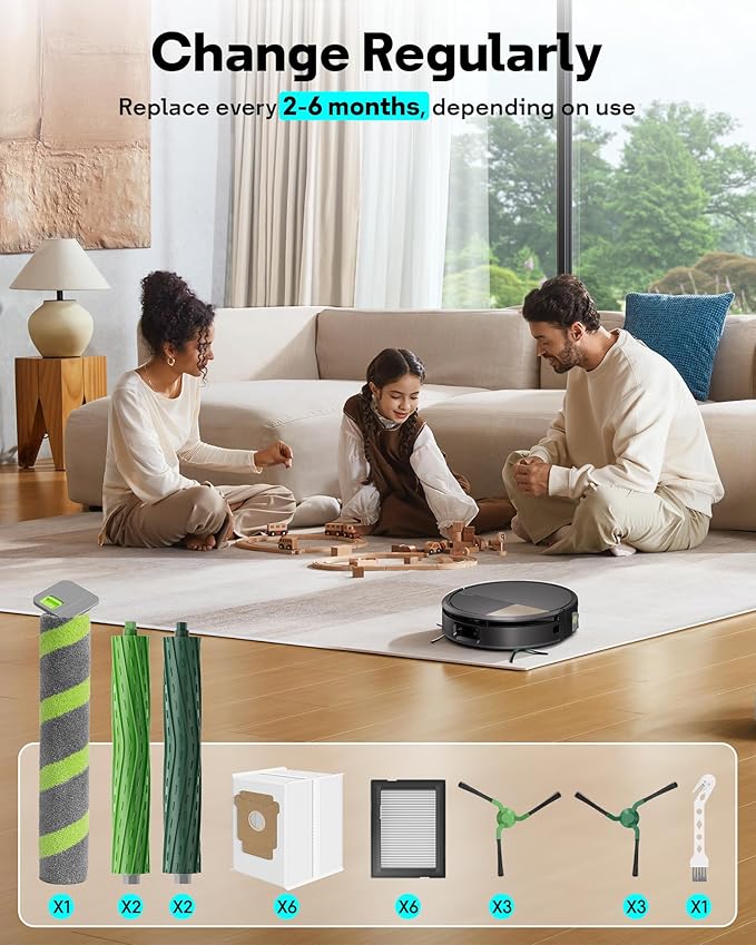 Leemone 24 Pack Replacement Parts for iRobot Roomba Max 705 Combo Robot, Max 705 Combo Accessories with 1 Roller Mop, 4 Main Roller Brushes, 6 Dust Bag, 6 HEPA Filter, 6 Side Brushes, 1 Cleaning Brush