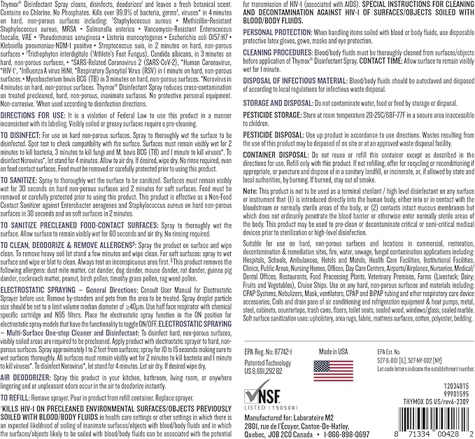 Botanical Disinfectant Spray - All Natural Multipurpose Cleaner, Pet Friendly, Hospital Grade Disinfectant, Vet Clinics, Restoration, Lemongrass Fragrance - 32 Fluid ounces (Pack of 12)