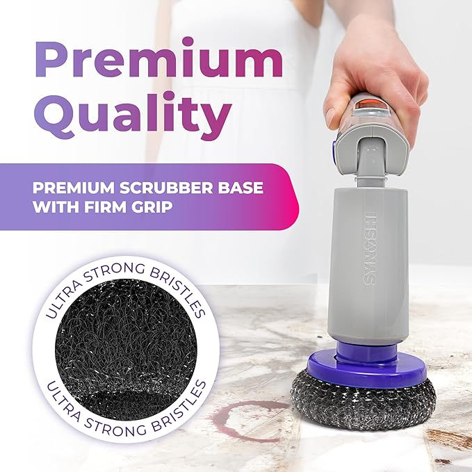Synoshi PRO Power Scrubber Brush Heads, Electric Spin Scrubber Melamine Sponge, Cone Brushes, Steel Brushes & Round Brushes