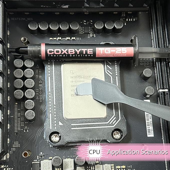 TG-25 Thermal Paste, 13.8W/m-K High Thermal Conductivity, Non-Conductive CPU/GPU Thermal Grease for Desktop, Laptop, Server, 5+ Year Longevity, 2g Syringe with Spatula