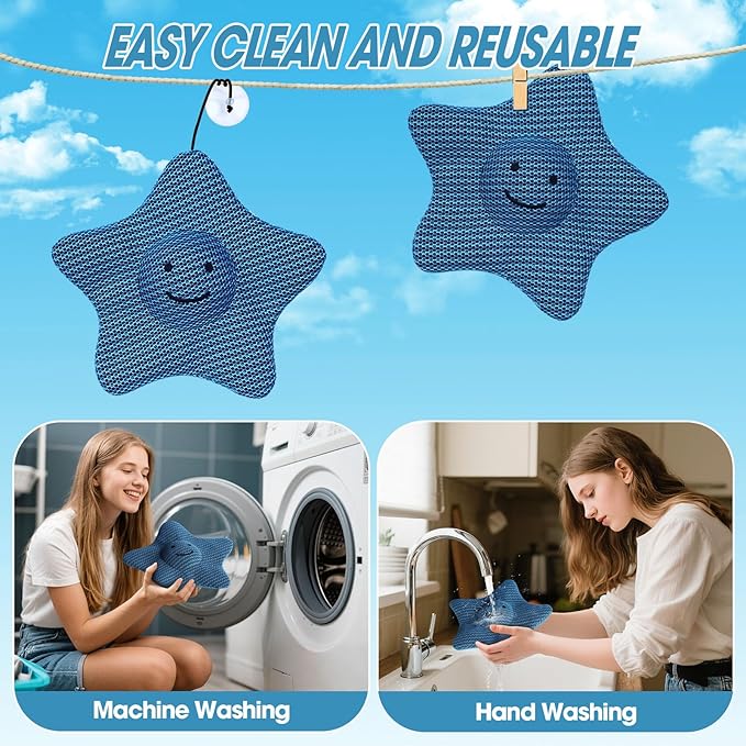 Hot Tub Scum Absorber, Hot Tub Accessories, Spa & Pool Scum Eliminating Balls,Hot Tub Scum Sponge for Hot Tub Oil Absorbing Sponge for Hot Tub Skimmer, Hot Tub Sponge Scum Remover (Starfish)