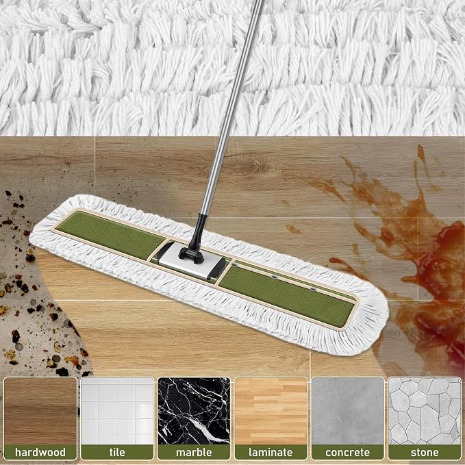 36" Commercial Dust Mop Replacement Heads: Reusable Washable Heavy-Duty Cotton Pads Refills for Janitors Industrial Gym Warehouse Floor Cleaning, Fits 36" Dust Mop