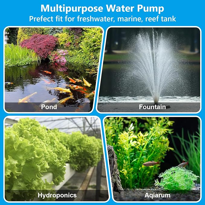 hygger 24V DC Aquarium Water Pump, 396GPH 20W 6.6FT Submersible Pump With Controller, Water Fountain Pump with 2 Nozzles for Fish Tank, Pond, Aquarium, Statuary, Hydroponics