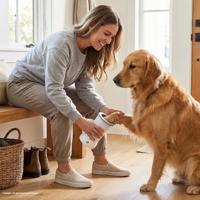 Winb Electric Dog Paw Cleaner and Massager, Portable USB Rechargeable Paw Washing Cup, Automatic Foot Cleaning Machine for Small Dogs