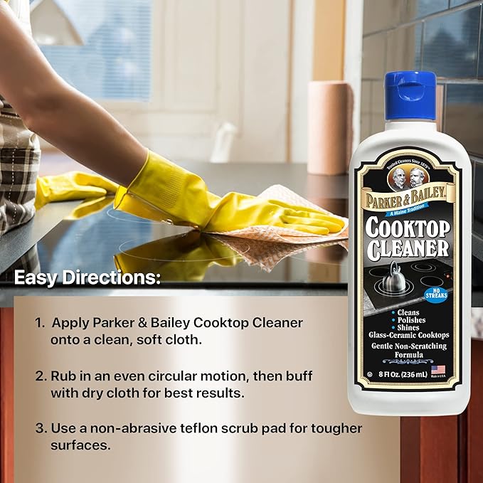 Parker & Bailey Kitchen Cleaning Kit – Granite & Stone Cleaner Spray, Cabinet Cream Wood Restorer, Cooktop Cleaner for Glass & Ceramic – Multi Surface Kitchen Care Bundle
