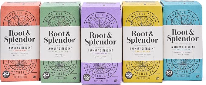 Root & Splendor Ultra Concentrated Non Toxic Laundry Detergent Liquid - EWG Verified - Plant Based & Eco Friendly Enzymatic Laundry Soap, Free & Clear, 3 Liter, 202 Loads