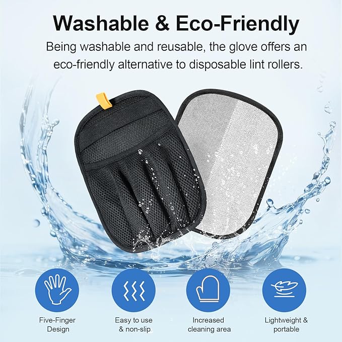 Pet Hair Removal Gloves (2-Pack) - Reusable, Anti-Static & Washable for Furniture, Car, Clothing & Pet Beds - Effortless Cat & Dog Hair Remover for Home