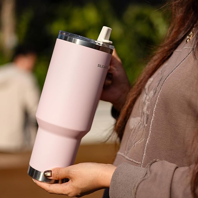 For Travel & Gym – Never Drink from a Moldy Lid Again: 30oz Hygienic Tumbler, 100% Leakproof Lid & Removable Foldable Spout. Reinforced Base, Fits Cup Holders- Pink Sand