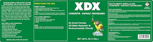 XDX Concrete and Asphalt Cleaner, Live Enzymes to Replace set in oil stains, 1 Gallon