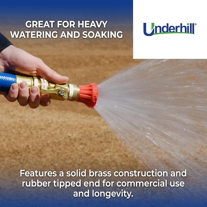 Underhill Precision Cyclone Garden Water Hose Nozzle with High Flow Control Valve, 50+ GPM 80 PSI, 3/4-Inch MHT by 1-Inch FHT Adapter, HN5000CV