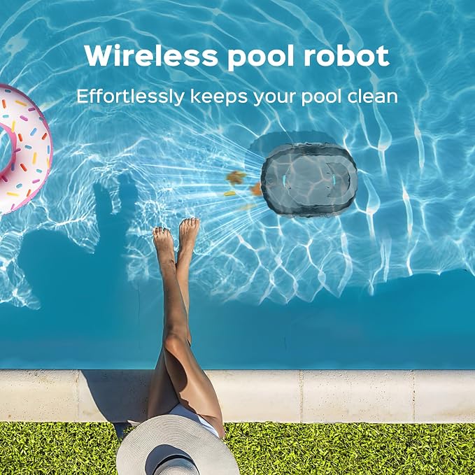 Automatic Robotic Pool Cleaner for Above Ground Pools, S1 Pro Cordless Pool Vacuum with Dual Motors, 120-Min Runtime, Large Debris Basket, Fast Charging and Auto Parking, Stone Gray