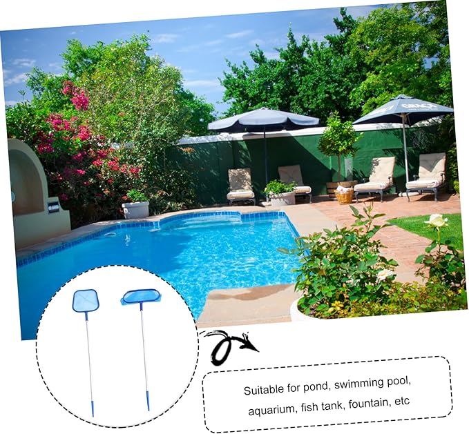 LIOOBO 2sets Telescopic Pool Leaf Cleaning Net Fine Mesh Rake Lightweight and Easy to Use for Removing Debris and Leaves from Swimming Pools Including Deep and Nets