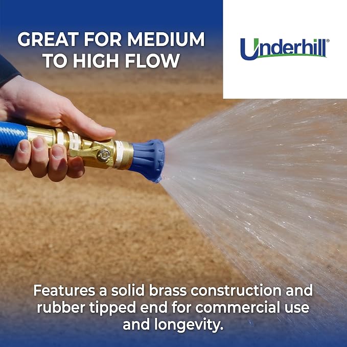 Underhill Precision Cloudburst with High Flow Control Valve Garden Water Hose Nozzle, Sprayer, 48 GPM 80 PSI, 3/4-Inch by 1-Inch, Heavy-Duty, HN4800CV