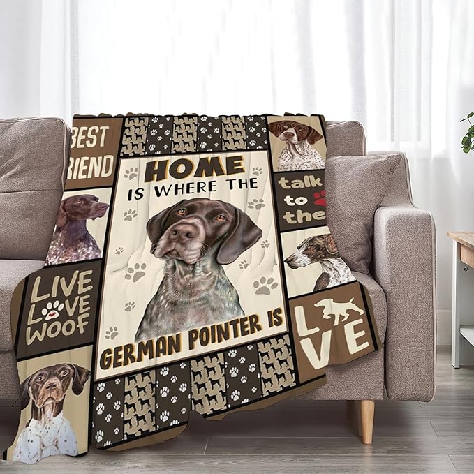 Tijuboni German Shorthaired Pointer Throw Blanket Dog Gifts for Girls Boys Women Men Kids Adults Soft Flannel Fleece Blanket for Couch Sofa Bed Home Decor 60"x80"