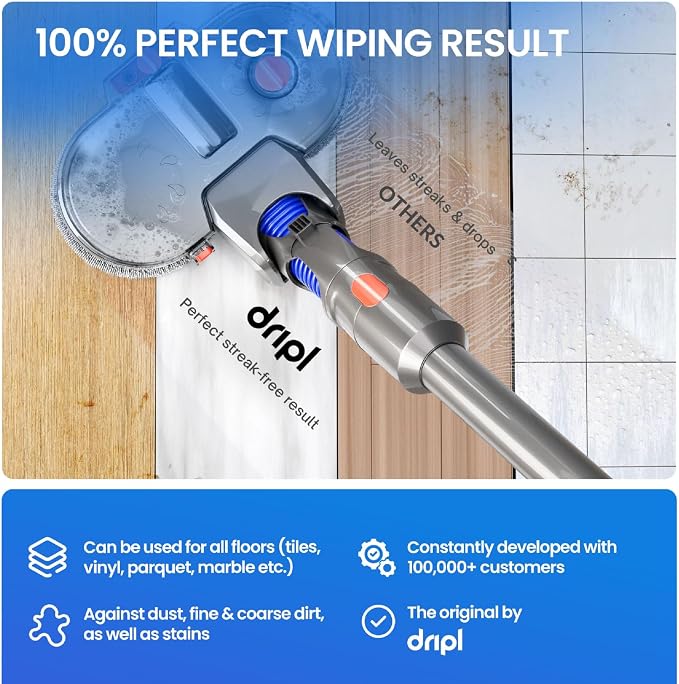 Mop Attachment Compatible With Dyson V12 Vacuum Cleaners, Electric Floor Cleaner With Removable Water Tank, 6 Washable Pads + 1 Refill Container (V12)