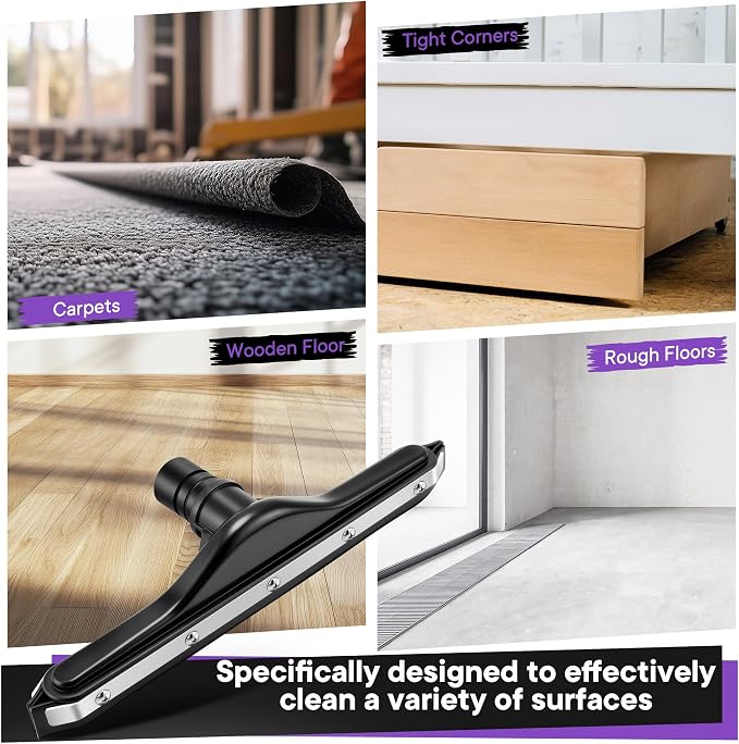 Replacement Floor Tool Compatible with ProTeam 101446 E-Z Glide Backpack Vacuum,Compatible with Hoover C2401, 14" Multi-Surface Brush for Commercial Cleaner(1 Pack,Rubber Squeegee)