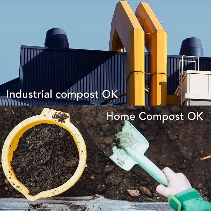 100% Compostable Trash Bags, 2.6 Gallon +3 Gallon+13 Gallon, Extra Thick, Food Scrap Waste Bags & Tall Kitchen Food Waste Bags, US BPI ASTM D6400 and Europe OK Compost Home Certified