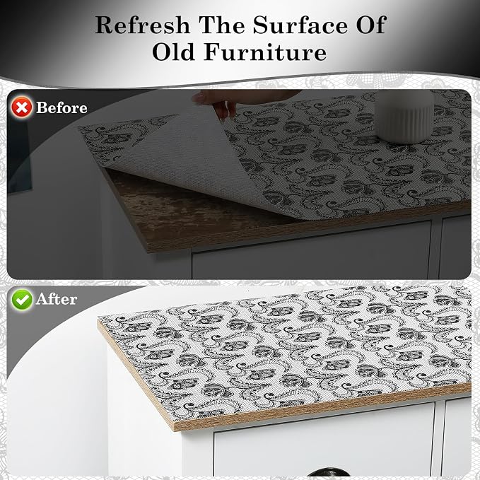 Drawer and Shelf Liner, Non-Slip Kitchen Cabinet Liners Non-Adhesive Thick Strong Grip Waterproof Washable Mats Protect Dresser Shelves Cupboard Bathroom Cabinets, Boho: Floral, 18 in X 10 FT