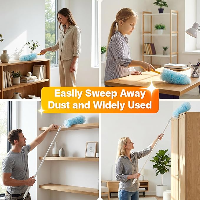 30 Count Duster Refills for Swiffer Dusters, Multisurface 360 Dusters with 3ft Extendable Handle and 1 Short Handle, Disposable Duster Kit for Dusting Furniture Blinds Fans Walls
