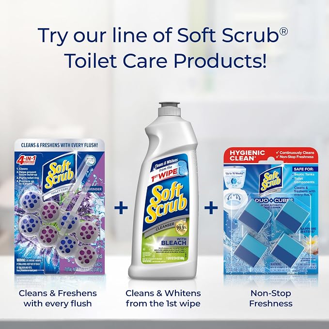 Soft Scrub 4-in-1 Rim Hanger Toilet Bowl Cleaner, Lavender, 2 Count