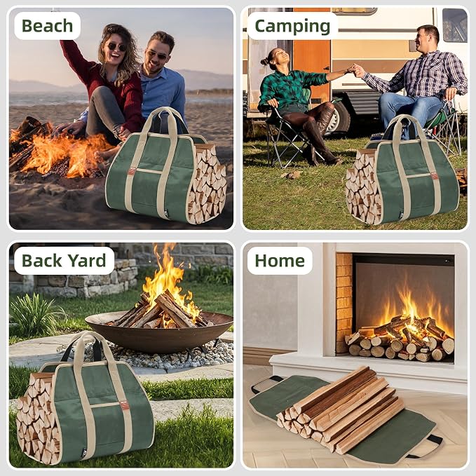Ash Vacuum Cleaner -2.6 Gallon Fireplace Ash Vac with 800w - Firewood Carriers with Handles - 39×18Inch Log Carrier