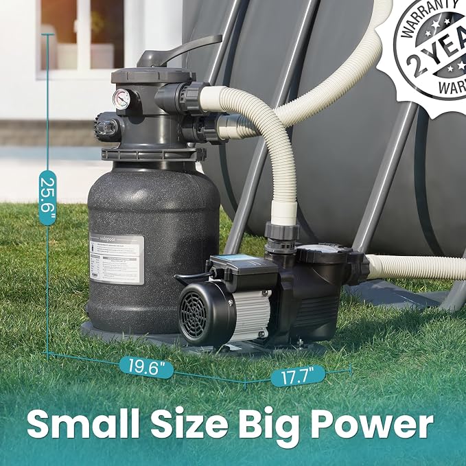 10in Sand Filter Pump for Above Ground Pool, 1/2 HP 2500 GPH Pool Pumps Above Ground for Pools up to 11,000 Gallons, Pool Sand Filter with 6-Way Valve, Efficient Filtration
