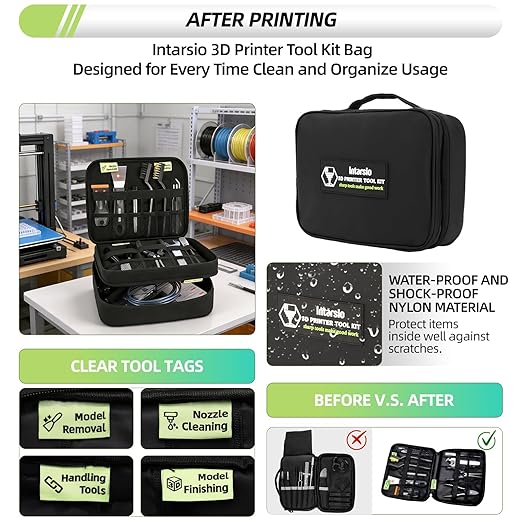 76pcs 3D Printer Tools Kit with Bag, 3D Printer Accessories includes Digital Caliper, Hygrometer, PTFE Tube Kit, Deburring Tool, Scrapers, Nozzle Cleaning, for Bambu Lab, Ender 3, FDM/SLA Printers etc