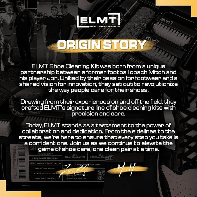 Blackline ELMT Shoe Cleaner Kit — Ideal Sneaker, Canvas, Mesh, Nubuck, Sheepskin, Leather, Suede Shoe Cleaner — US-Made, Safe, 10X Potent Shoe Cleaning Kit (8 oz Solution, 3 Brushes, Microfiber Towel)