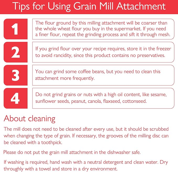 Wiselet Grain Mill Attachment for Kitchenaid Stand Mixer, 12 Gear Metal Flour Maker for Wheat, Oat, Buckwheat, Corn, Beans and Other Cereals, Included Brush and Screwdriver, Hand Wash Only