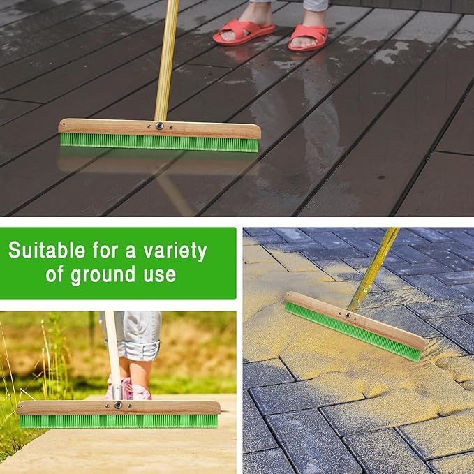 1 Pcs 36 Inches Green Concrete Broom Finishing Soft Without Handle Soft Flow Through Brush with Mounting Threads for Concrete Finishes, Hard Floors, Yards