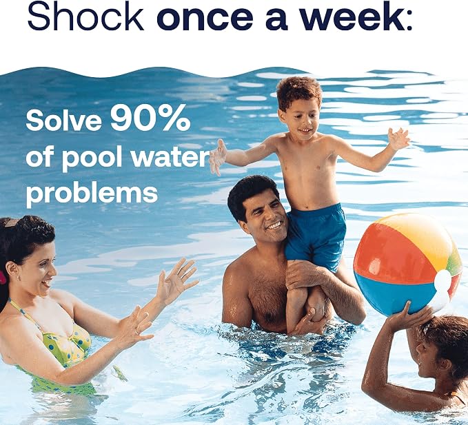 HTH 42052W Swimming Pool Care 3" Chlorine Tabs Advanced, Individually Wrapped Tablets, 5lb and HTH 52037 Swimming Pool Care Shock Advanced, Swimming Pool Chemical, Cal Hypo Formula, 12 Count(Pack of 1)