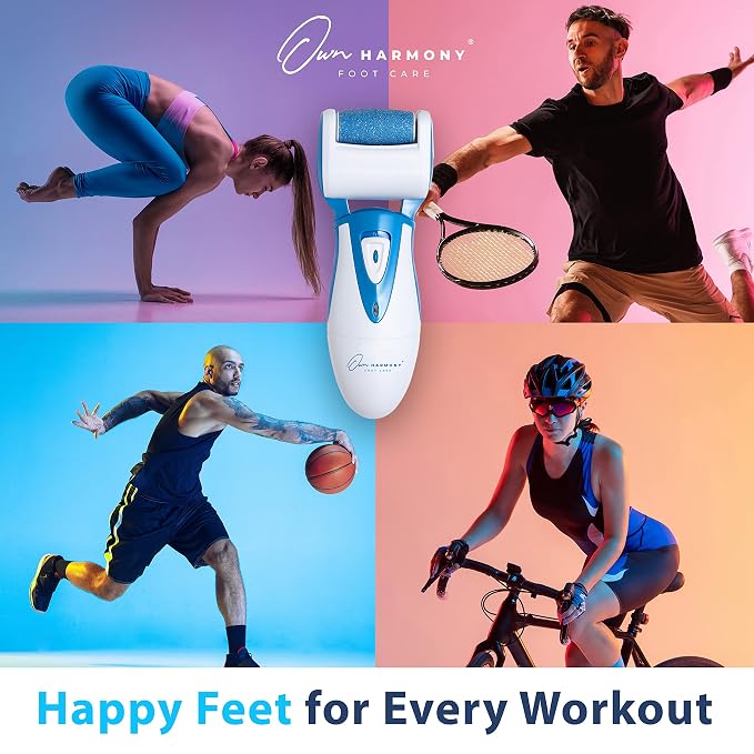 Electric Callus Remover: Rechargeable Electronic Foot File CR900 by Own Harmony (Powerful Motor) Best Pedicure Tools w 3 Rollers Professional Pedi Feet Care Sander for Cracked Heels and Hard Skin