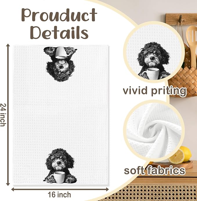 Funny Bernedoodle Kitchen Towels, Dog Kitchen Accessories, Dog Chef Gifts for Women Decorative Hand Towels for Kitchen Decor, Coffee Lovers Gifts Dish Tea Towel, 16x24 Inch