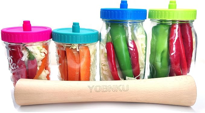 4 Pcs Fermentation Lids - waterless Airlock Fermenting for 86mm Wide Mouth Mason Jar(Jars Not Included)