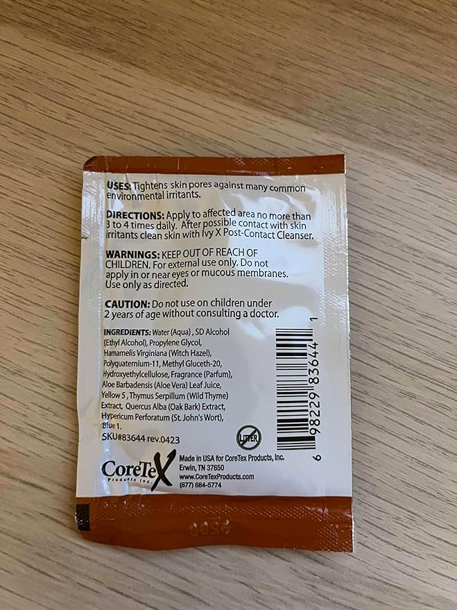 CoreTex Ivy X Pre-Contact Poison Ivy Wipes - Bulk Pack of 100 Single-Use Barrier Wipes to Help Prevent Itchy Rashes - Also Works on Poison Oak & Sumac Oils - Quick Dry & Chalk-Free Formula